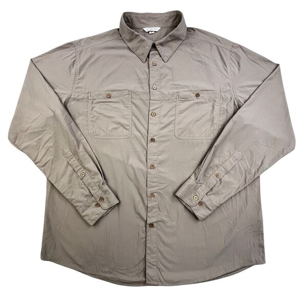 Clothing Arts Shirt Men XXL Tan P Cubed Pick Pocket Proof Button Up Travel Nylon - Picture 2 of 12
